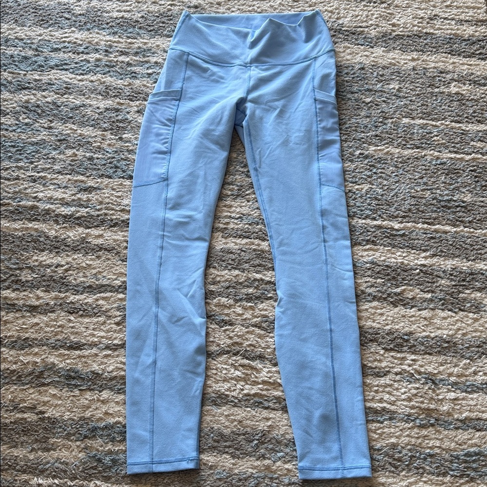 Fabletics- Light Blue, PowerHold, High-Waisted, 7/8 Length Leggings